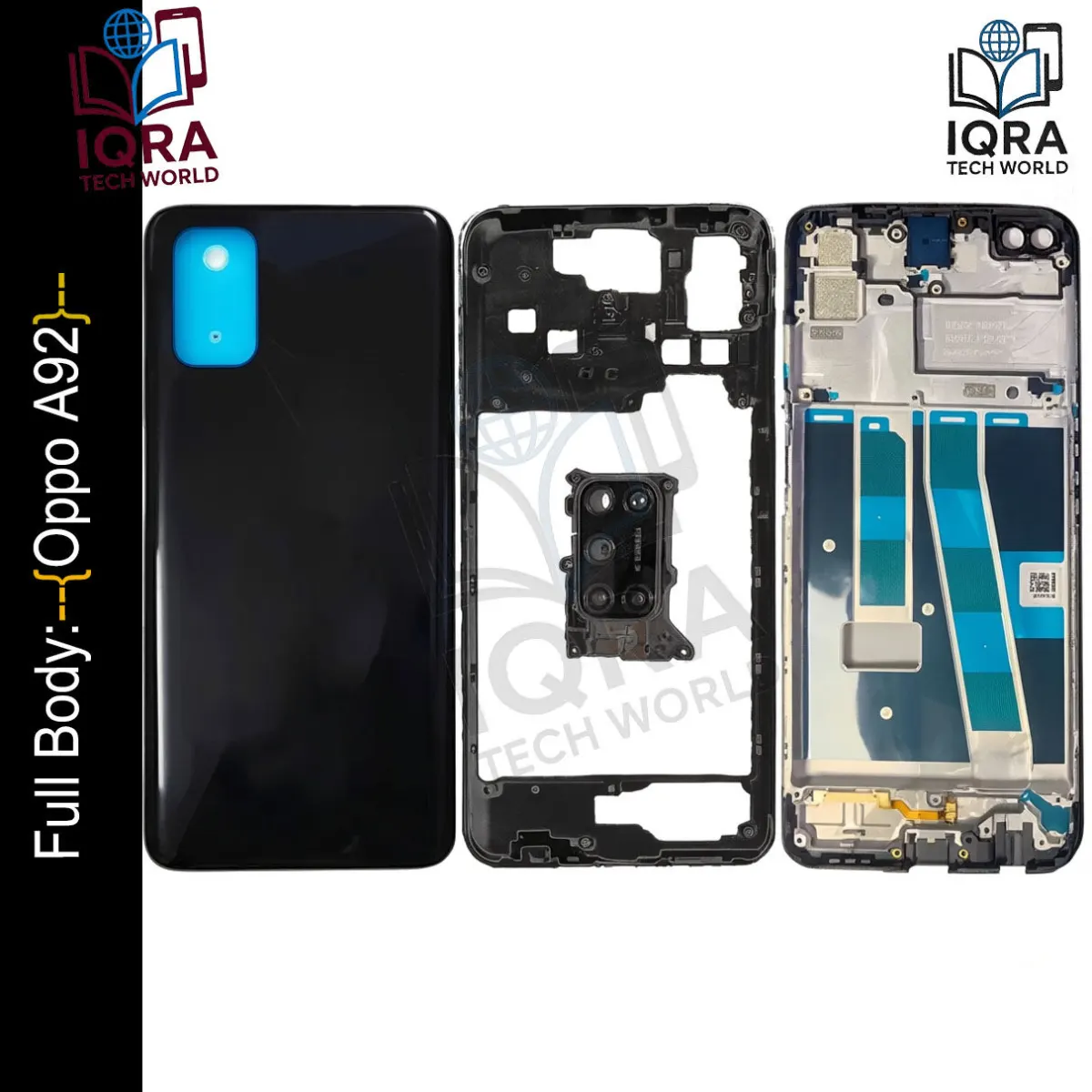 Oppo A92 Full Body Housing / Middle Frame Chassis with Back Panel(Black) - Price in Bangladesh