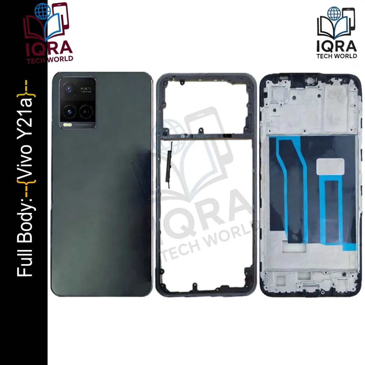 Vivo Y21a Full Body Housing / Middle Frame Chassis with Back Panel(Black) - Price in Bangladesh