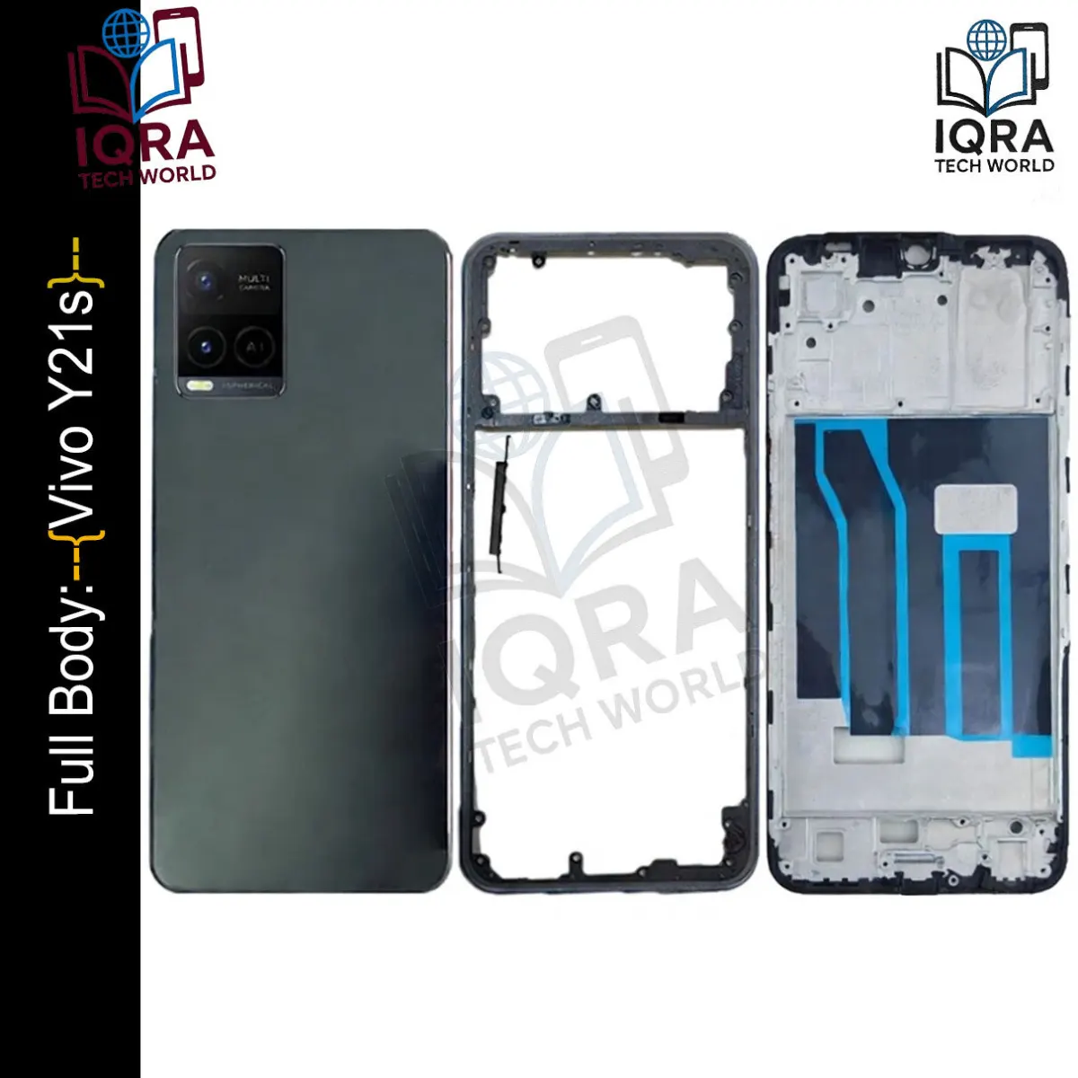 Vivo Y21s Full Body Housing / Middle Frame Chassis with Back Panel(Black) - Price in Bangladesh