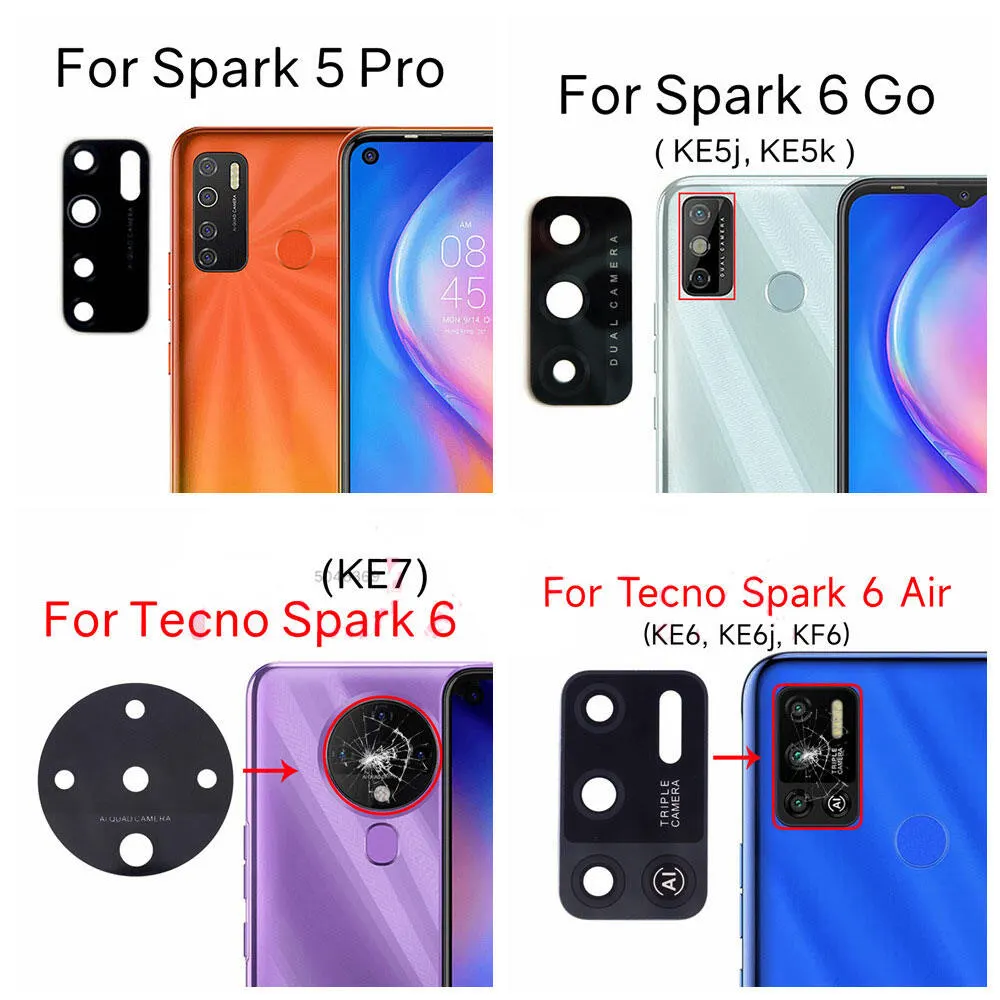 Back Rear Camera Lens Glass Compatible with Tecno Spark 5 5 Pro 6 6 Air 6 Go Camera Lens Glass Without Frame - Price in Bangladesh
