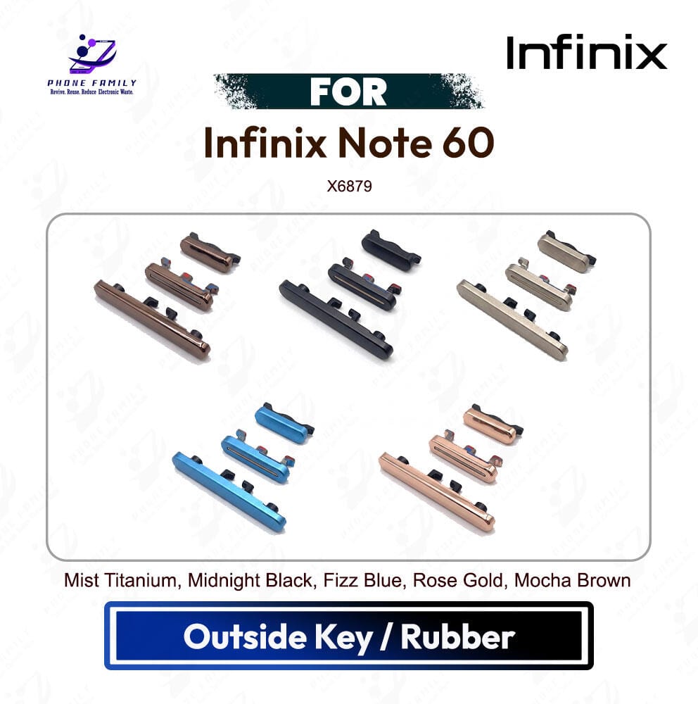 Infinix Note 60 On Off, Volume Up Down Button Side Key, Outside Key Replacement Repair Spare Part For X6879 - Price in Bangladesh