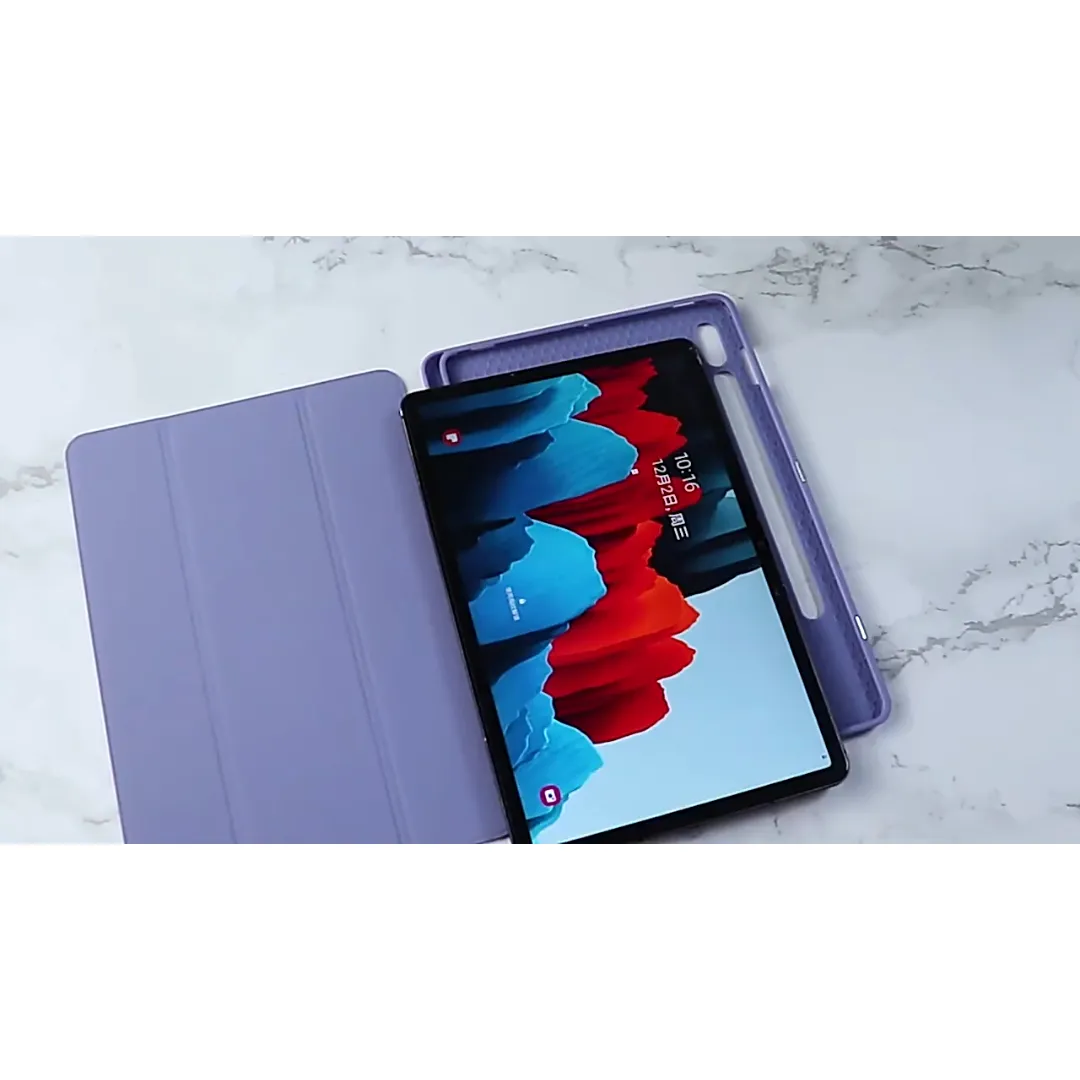 For Case For Samsung Galaxy Tab S10 Ultra/Tab S9 Ultra 14.6 Inch/Tab S8 Ultra 14.6 Inch Trifold Smart Stand Cover (Black - Navy Blue)