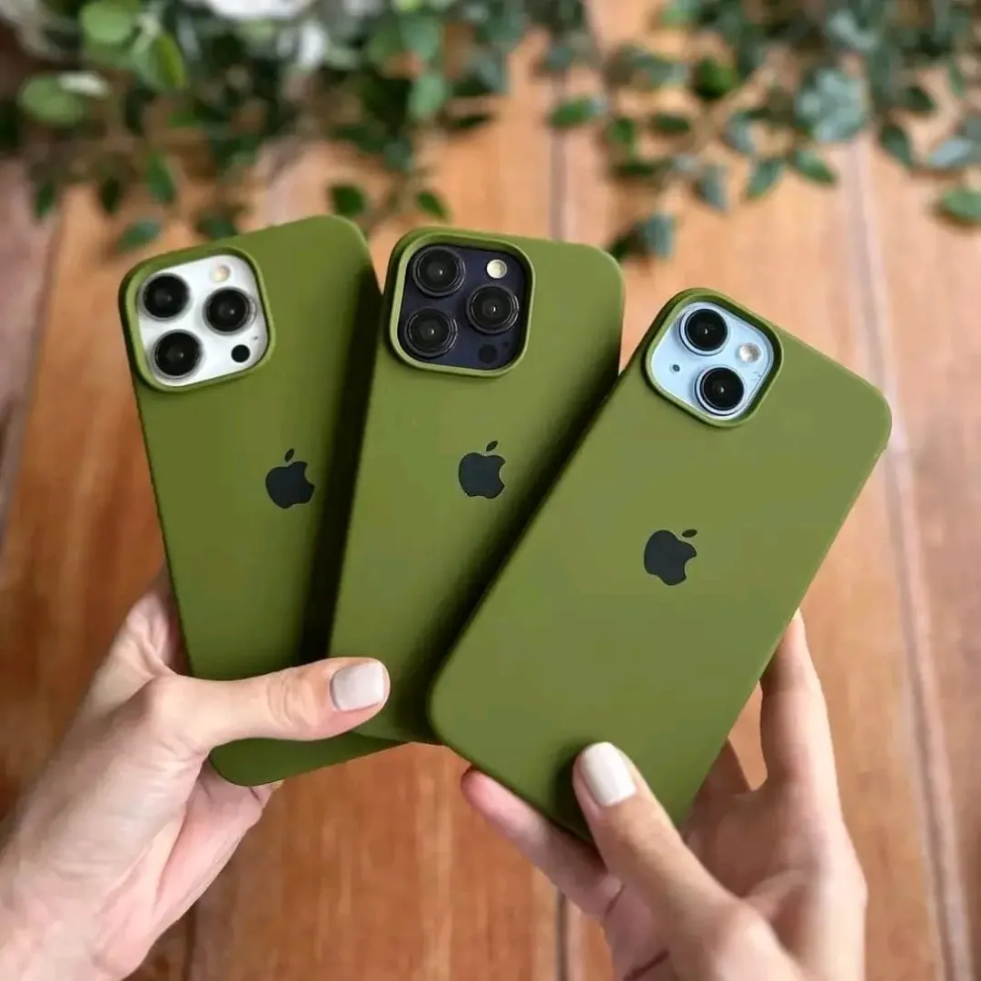 For Apple Iphone 15 / Iphone 15 Pro / Iphone 15 Pro Max Luxury Liquid Silicone Protection Back Cover Soft Case (Olive Color)