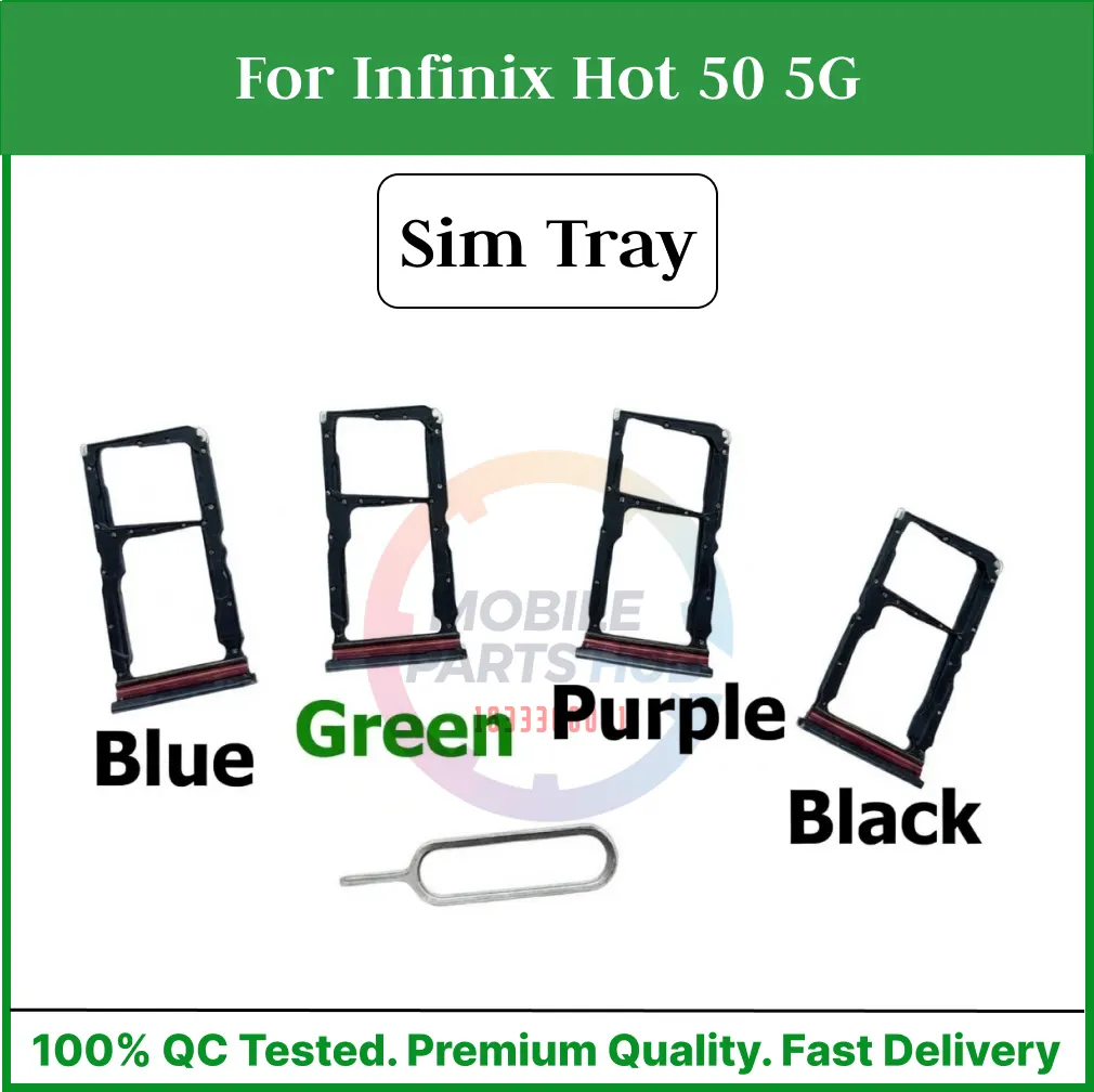 For Infinix Hot 50 5G  Sim Tray Micro SD Card Slot with Sim Ejector Pin Replacement Parts - Price in Bangladesh