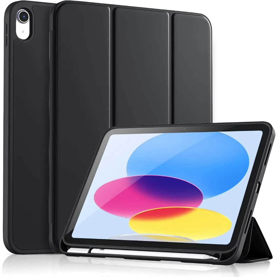 Smart Case For Ipad (A16) 11Th Generation 11 Inch 2025/ Ipad 10Th Generation 10.9 Inch 2022 Case Hybrid Cover With Soft Tpu Back With Pencil Holder, Black - Navy Blue