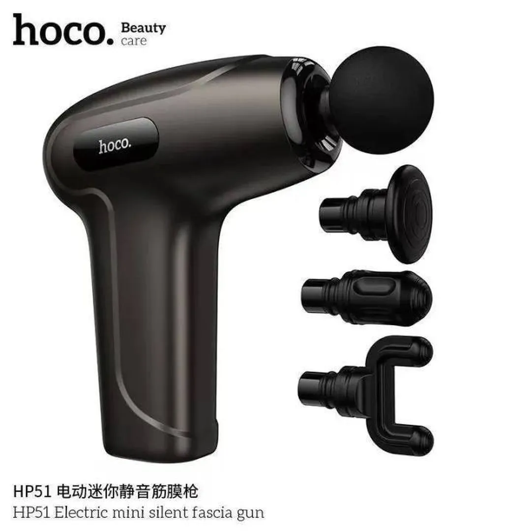 Hoco HP51 Massage Gun 6 Speed Adjustable 4 Interchangeable Heads Up to 5 Hours Battery Life Ultra Mini Portable Handheld Gun Deep Tissue Muscle Massager Silent Fascia Gun - Price in Bangladesh