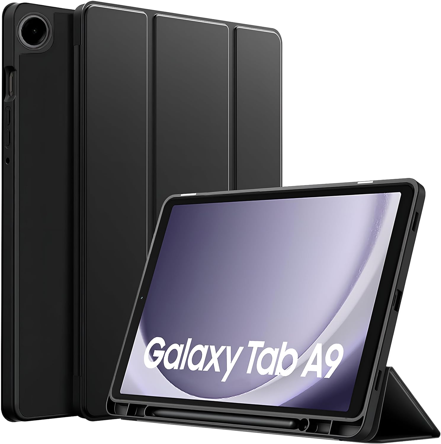 Robustrion Cover for Samsung Galaxy Tab A9 8.7" case Soft Flexible Flip Case Cover with S Pen Holder for Samsung Galaxy Tab A9 8.7 inch with Auto Sleep Wake Recoil Series (Black) - Price in Bangladesh