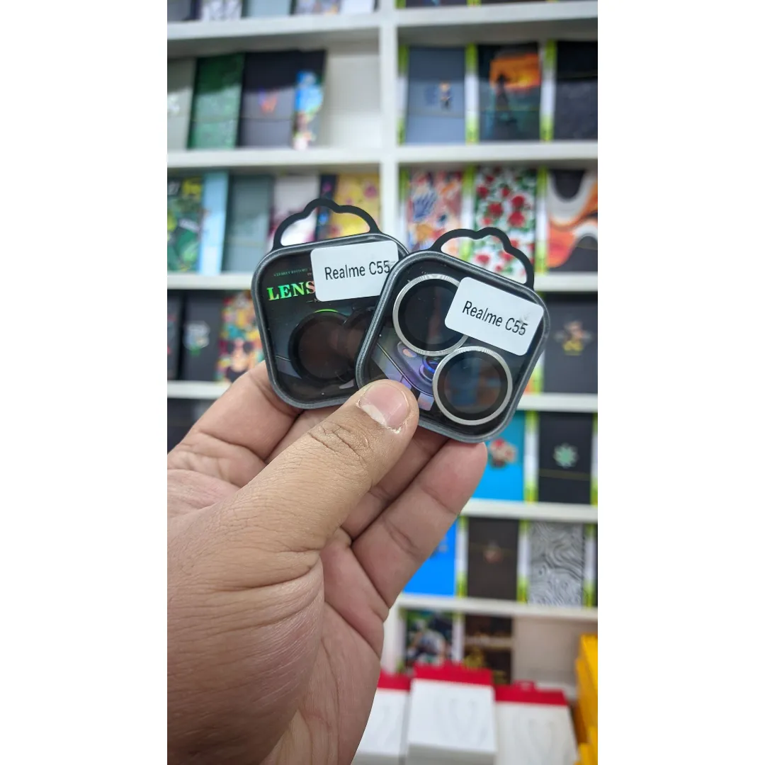 Camera Ring Lens Protector For Realme C55 9H Hardness Full Coverage Camera Metal Ring Ultra-Thin/Clear - Silver/Black - Price in Bangladesh