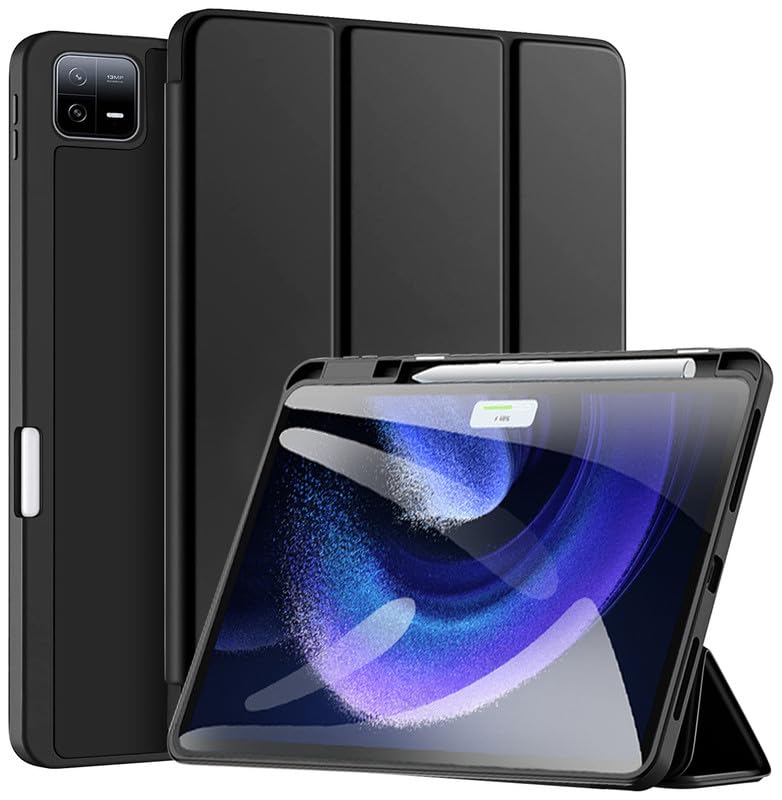 Premium Cover for Xiaomi Mi Pad 6/Mi Pad 6 Pro Cover, Trifold Flip Case Cover with Pencil Holder for Xiaomi Mi Pad 6/Mi Pad 6 Pro 11 inch, Support Auto Sleep Wake - Black/Blue - Price in Bangladesh