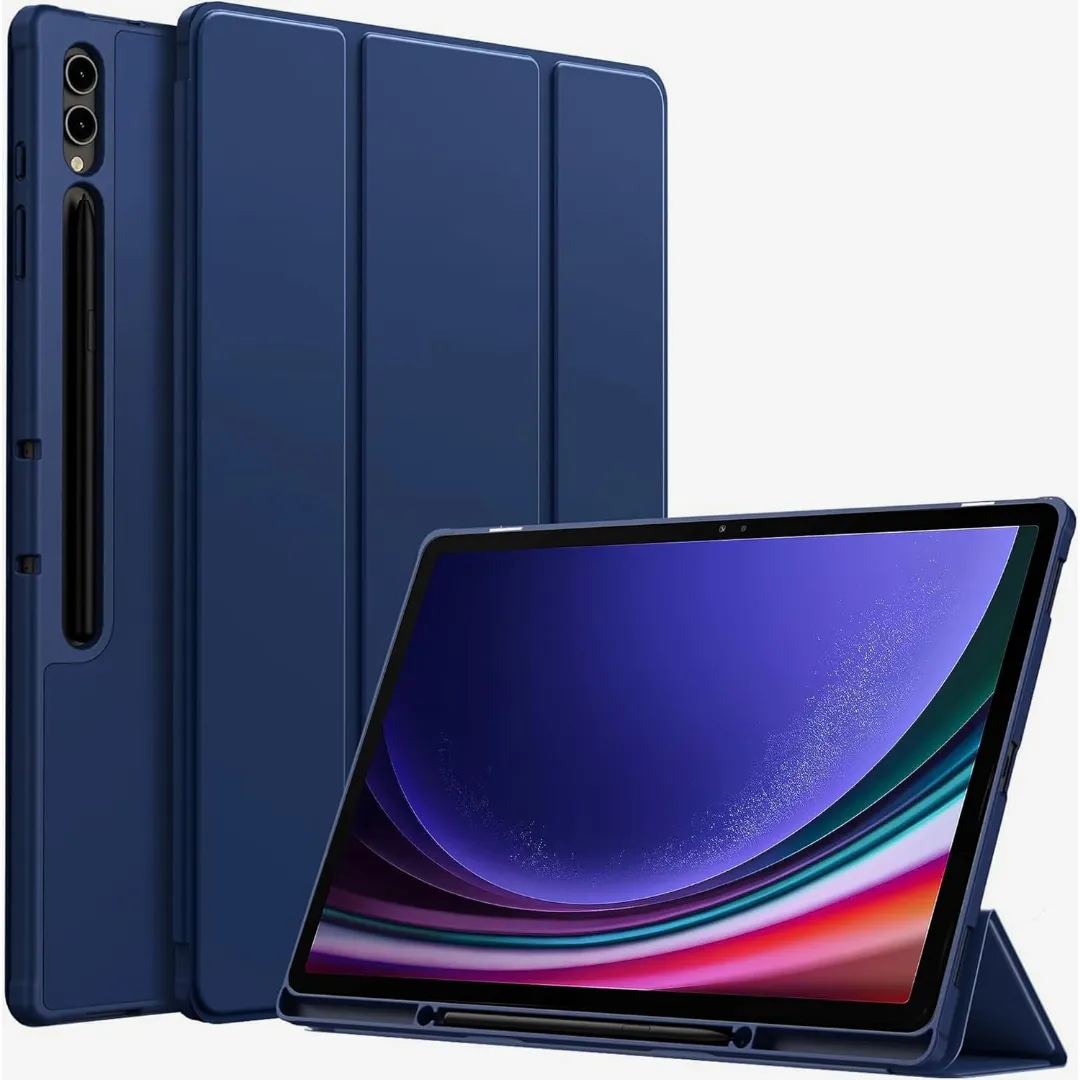 Robustrion Cover For Samsung Tab S10 Ultra Cover Case/Tab S9 Ultra Cover Case/Tab S8 Ultra Flip Stand Case Cover With S-Pen Holder For Samsung Galaxy Tab S10 /Tab S9 / S8 Ultra Tablet Cover 14.6 Inch [Supports Auto Sleep Wake]-Black/Navy Blue