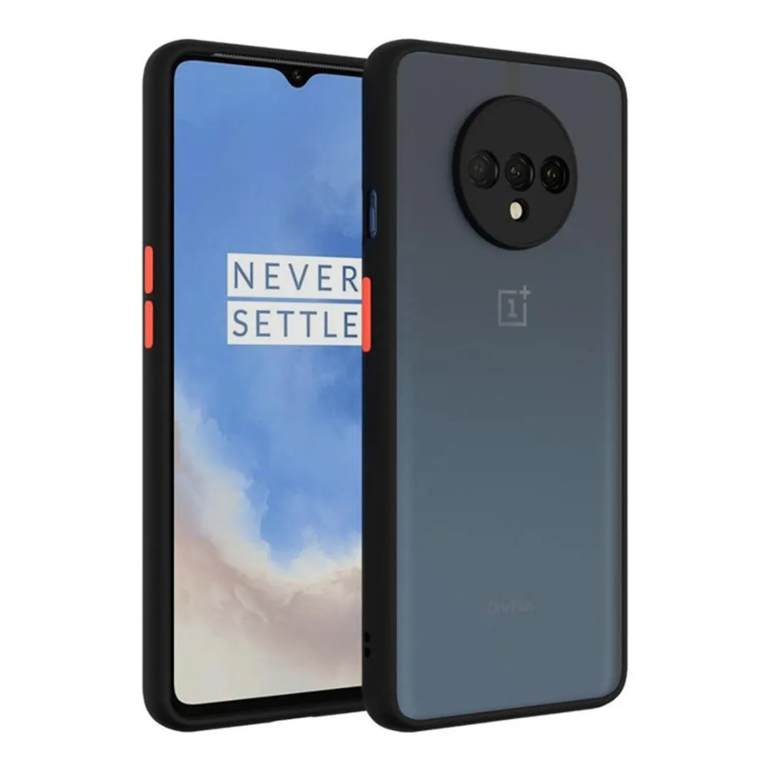 One Plus 7T (1 + 7T) Smoky Protection Case Matte Black Translucent Cover With Camera Protection (Back Case Cover For Smartphone)