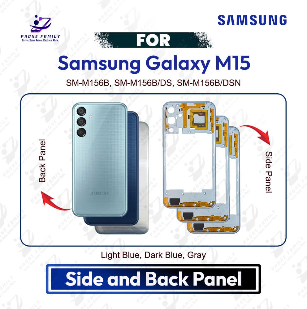 Samsung Galaxy M15 Side Frame + Back Panel Housing + Camera Glass Back shell Replacement Spare Parts SM-M156B, SM-M156B/DS, SM-M156B/DSN - Price in Bangladesh