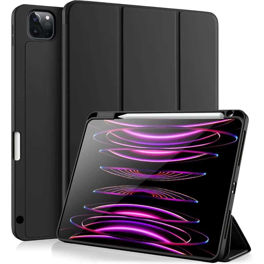 Vobafe Case Compatible With Ipad Pro 11 Inch Case 2022/2021/2020/2018, Tpu Flexible Back Cover With Pencil Holder, Supports 2Nd Gen Pencil, Auto Sleep/Wake, Black / Navy Blue