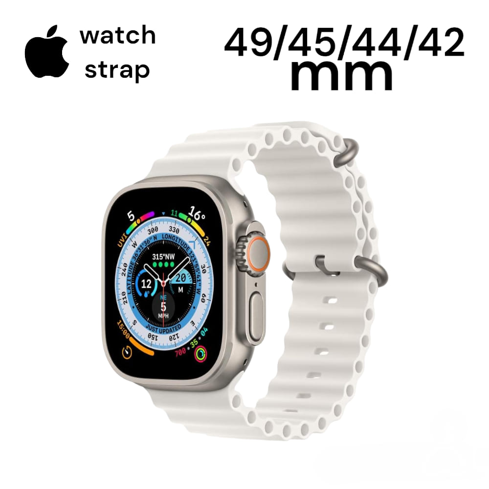 Premium Luxury 49mm 45mm 44mm 42mm Ocean Strap Silicone Watch Band For apple iWatch Ultra Series 3,4,5,6,7,8 (42mm,44mm,45mm) Strap - Watch Strap - Smart Watch Belt (White) - Price in Bangladesh