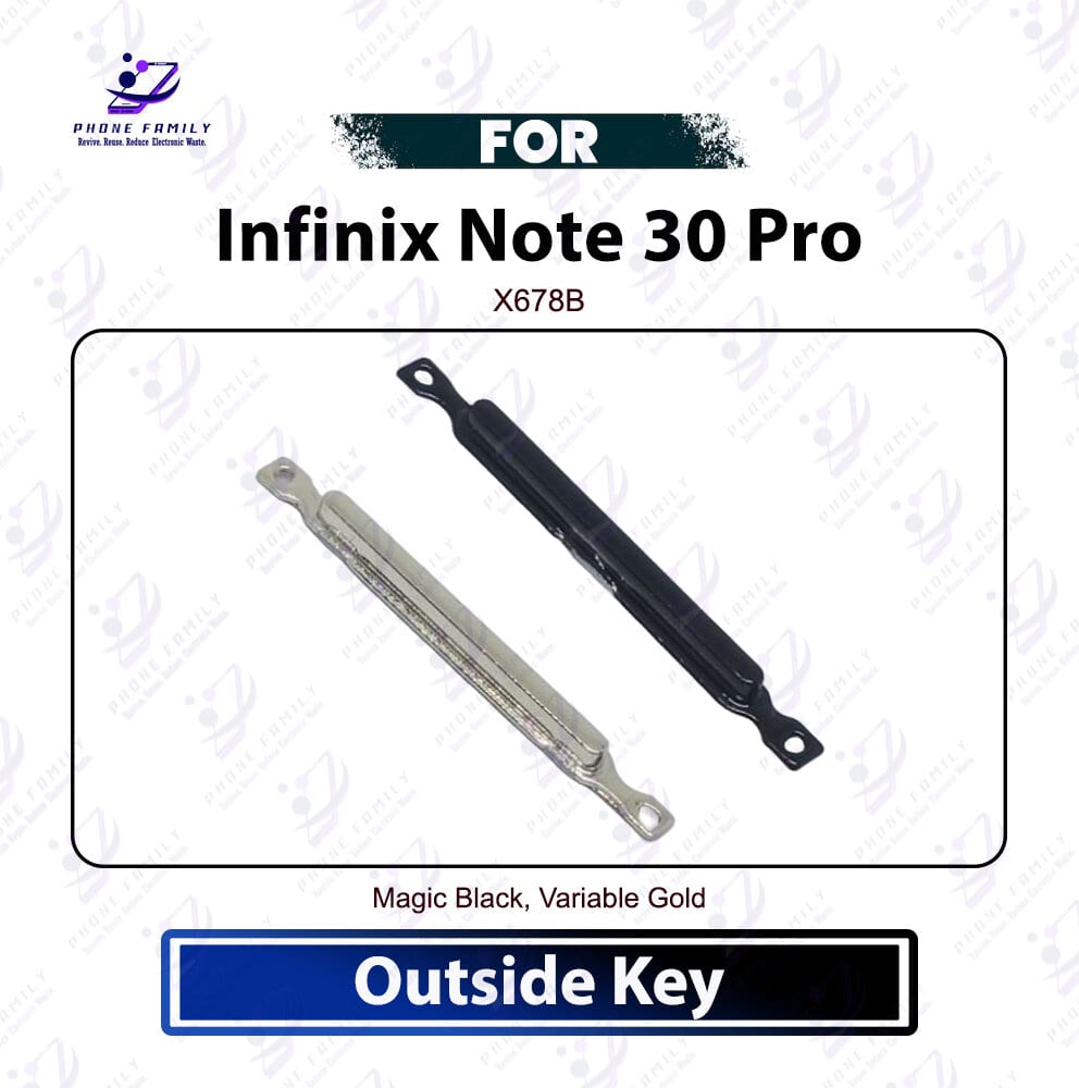 Infinix Note 30 Pro External Side Volume Key Cap - Outer Volume Up Down Switch Button Key Replacement Repair Spare Parts (X678B) - Price in Bangladesh