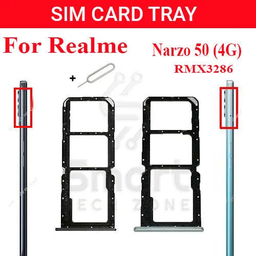 Realme Narzo 50 (4G) RMX3286 Sim Tray Micro SD Card Slot with Sim Ejector Pin Replacement Part - Price in Bangladesh