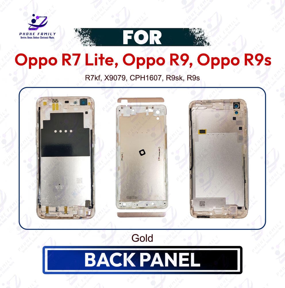 Oppo R7 lite, Oppo R9, Oppo R9s Side Frame + Back Panel Housing + Camera Glass Back shell Replacement Spare Parts R7kf, X9079, CPH1607, R9sk, R9s - Price in Bangladesh