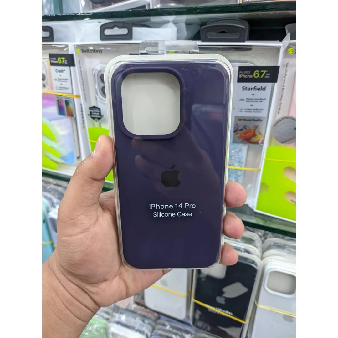 Premium Liquid Silicon Phone Cases Deep Purple For Apple Iphone 14 Pro 6.1" 2022 Liquid Silicon Mobile Back Case Soft Silicone Phone Cover.