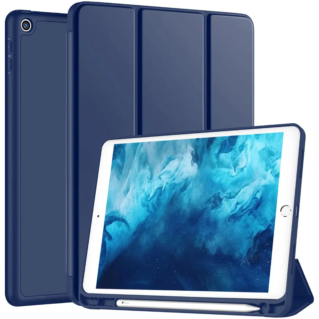 Cover For Ipad 9Th Generation Cover Case With Pencil Holder For Apple Ipad 10.2 Inch/Ipad 9Th 7Th 8Th Generation Smart [Soft And Flexible] Flip Stand Case [Auto Sleep/Wake Support]