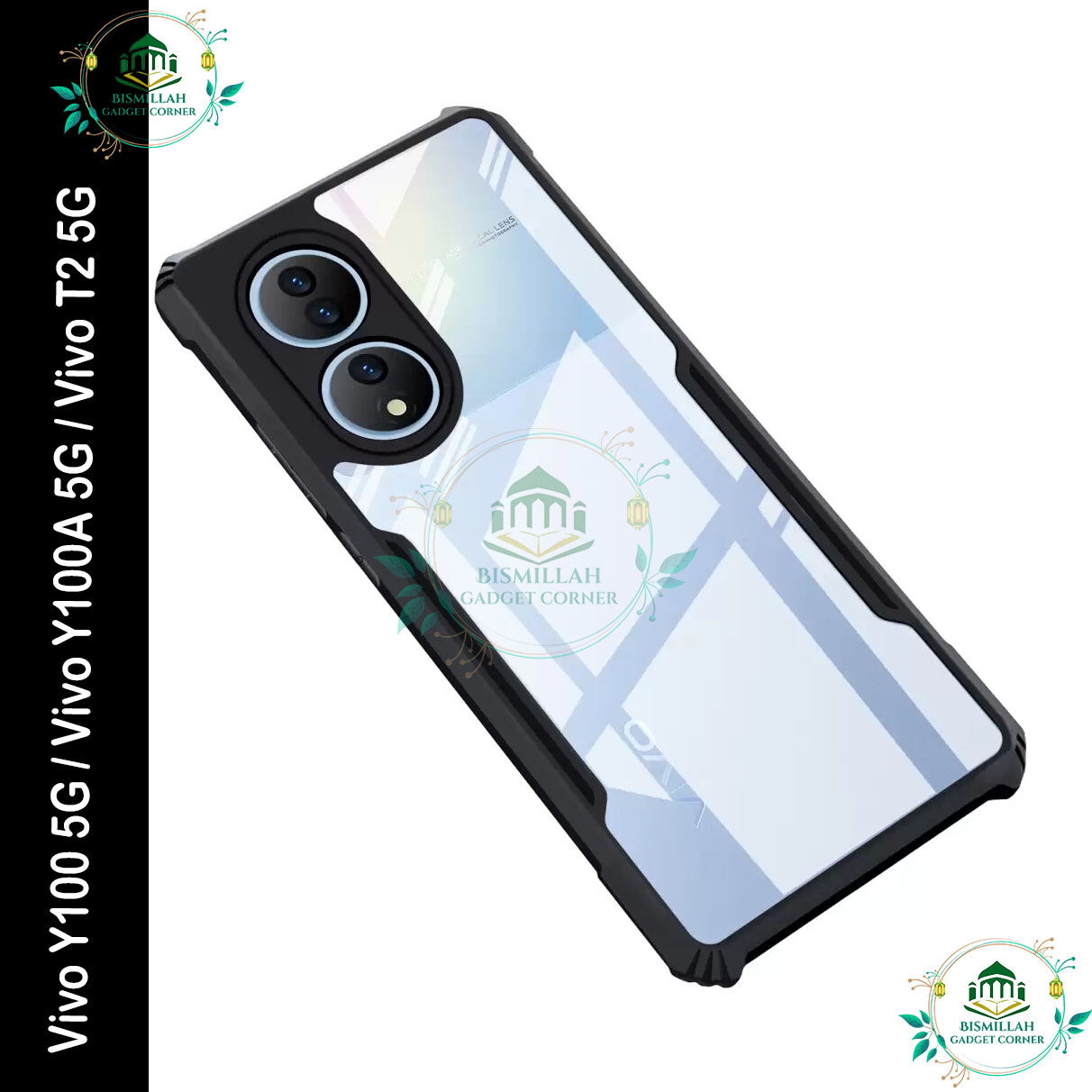 Xundd Back Cover for Vivo Y100 5G / Vivo Y100A 5G / Vivo T2 5G Transparent Hybrid Hard PC Back Bumper