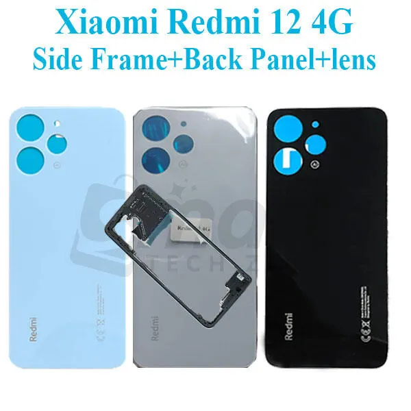 For Xiaomi Redmi 12 4G Side Frame + Back Panel Housing + Camera Glass Back shell Replacement Spare Parts - Price in Bangladesh