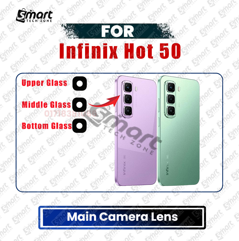 Camera Main Glass Lens for Infinix Hot 50 Replacement Part (Not Tempered Camera Glass Protector) - Price in Bangladesh