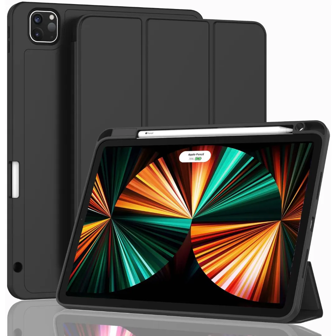 Yuloigan Designed For Ipad Pro 11 Inch Case 4Th/3Rd/2Nd Generation With Pencil Holder, Slim Protective Trifold Cover For Ipad 11 Pro Case 2022 (4Th Gen) /2021 (3Rd Gen) /2020 (2Nd Gen), Navy Blue/Black